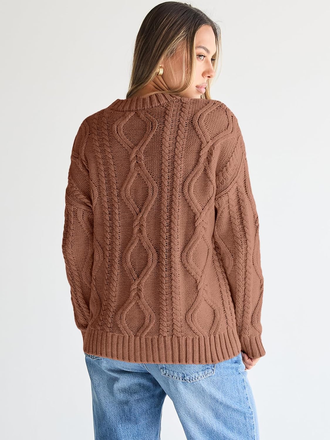 Women's Oversized Cable Knit Crewneck Sweaters