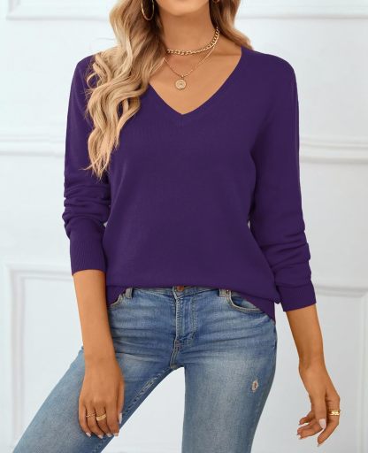 Women's Sweater 100% Cotton Long Sleeeve Pullover Sweater Soft Lightweight Knit Tops 