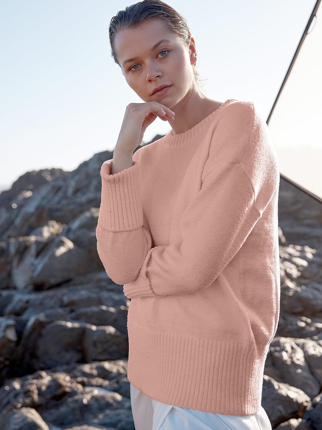 Women's Oversized Sweaters 2025 Long Sleeve Fuzzy Knit Casual Chunky Pullover Sweater Fall Outfits Clothes