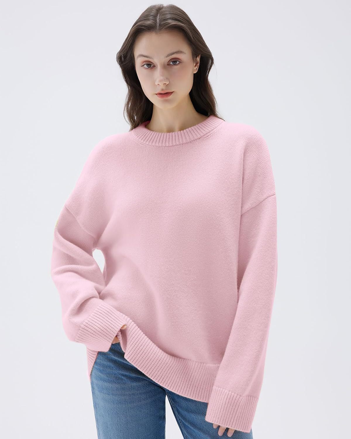 Women Cashmere Oversized Long Sleeve Pullover Sweater Crew Neck Jumpers