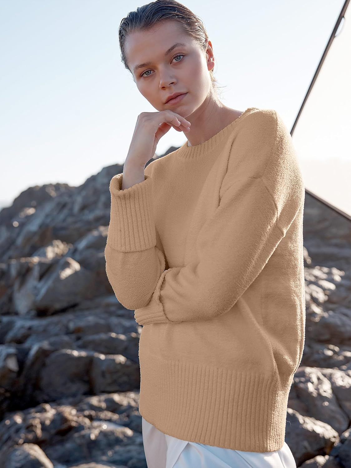 Women's Oversized Sweaters 2025 Long Sleeve Fuzzy Knit Casual Chunky Pullover Sweater Fall Outfits Clothes