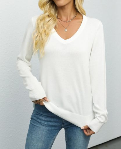 Women's Sweater 100% Cotton Long Sleeeve Pullover Sweater Soft Lightweight Knit Tops 