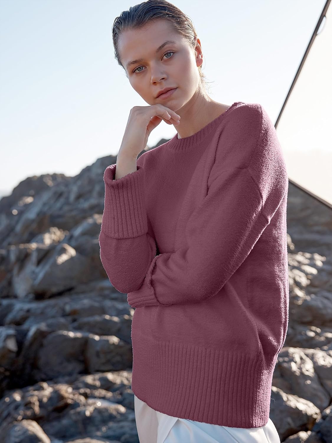 Women's Oversized Sweaters 2025 Long Sleeve Fuzzy Knit Casual Chunky Pullover Sweater Fall Outfits Clothes