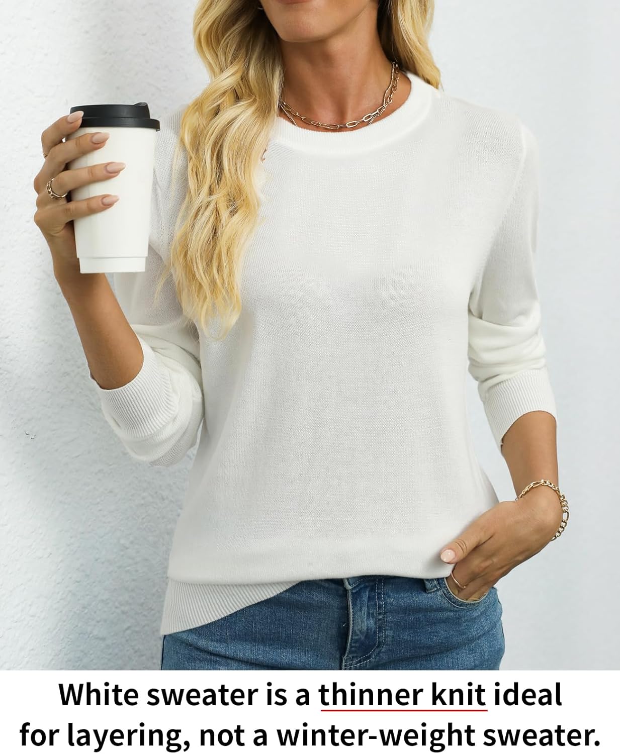 Women's Sweater 100% Cotton Long Sleeeve Pullover Sweater Soft Lightweight Knit Tops 