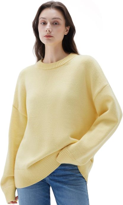 Women Cashmere Oversized Long Sleeve Pullover Sweater Crew Neck Jumpers
