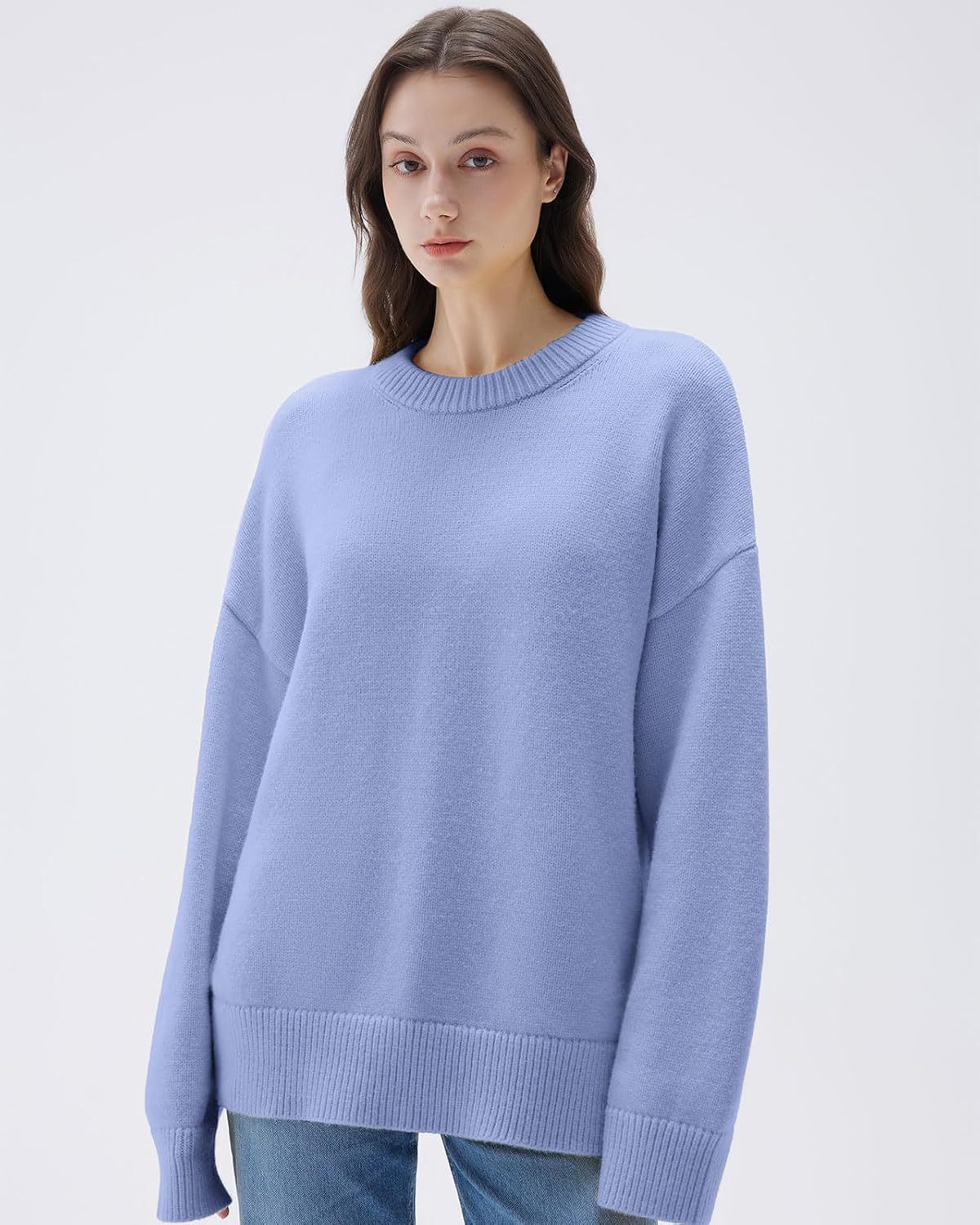 Women Cashmere Oversized Long Sleeve Pullover Sweater Crew Neck Jumpers