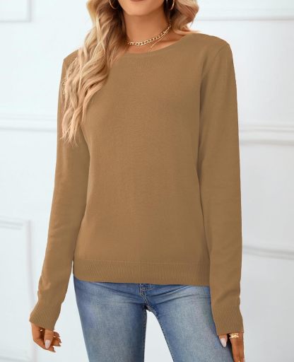 Women's Sweater 100% Cotton Long Sleeeve Pullover Sweater Soft Lightweight Knit Tops 