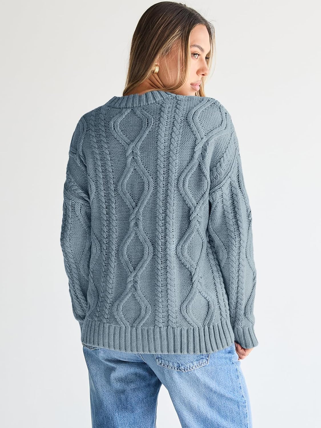 Women's Oversized Cable Knit Crewneck Sweaters