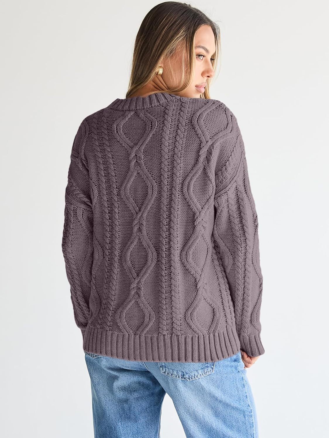 Women's Oversized Cable Knit Crewneck Sweaters