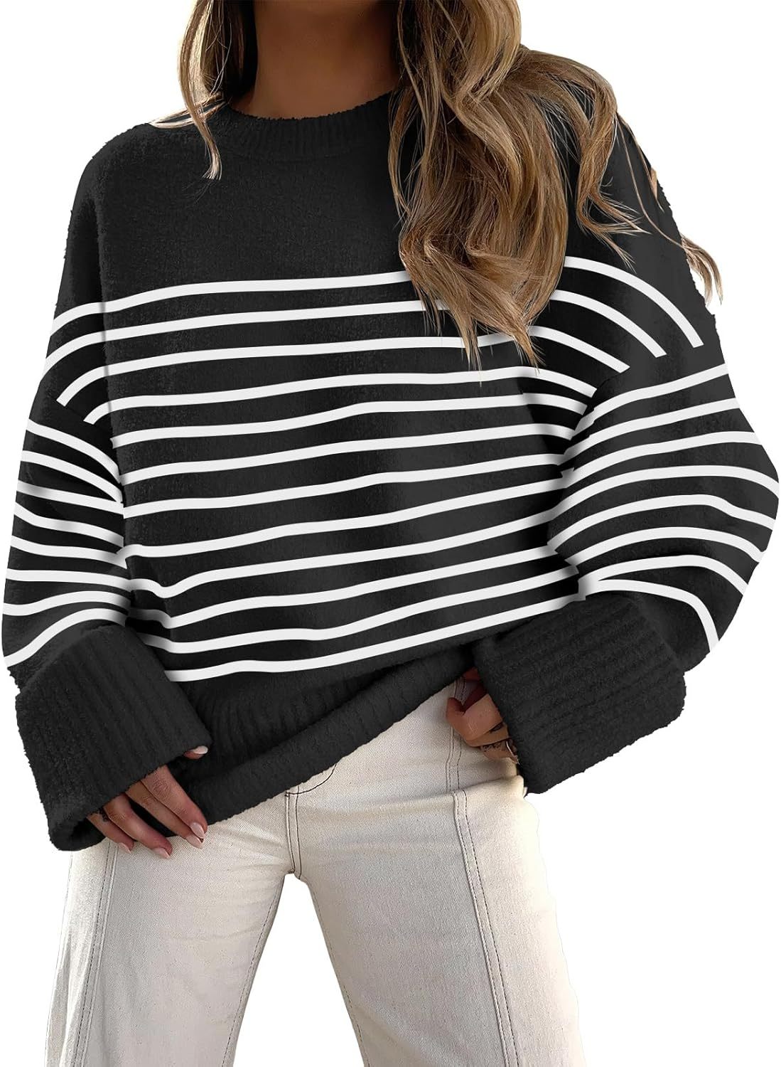 Women's Oversized Sweaters 2025 Long Sleeve Fuzzy Knit Casual Chunky Pullover Sweater Fall Outfits Clothes