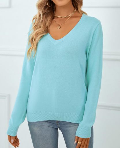 Women's Sweater 100% Cotton Long Sleeeve Pullover Sweater Soft Lightweight Knit Tops 