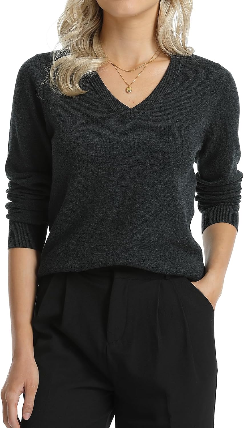 Women's Sweater 100% Cotton Long Sleeeve Pullover Sweater Soft Lightweight Knit Tops 