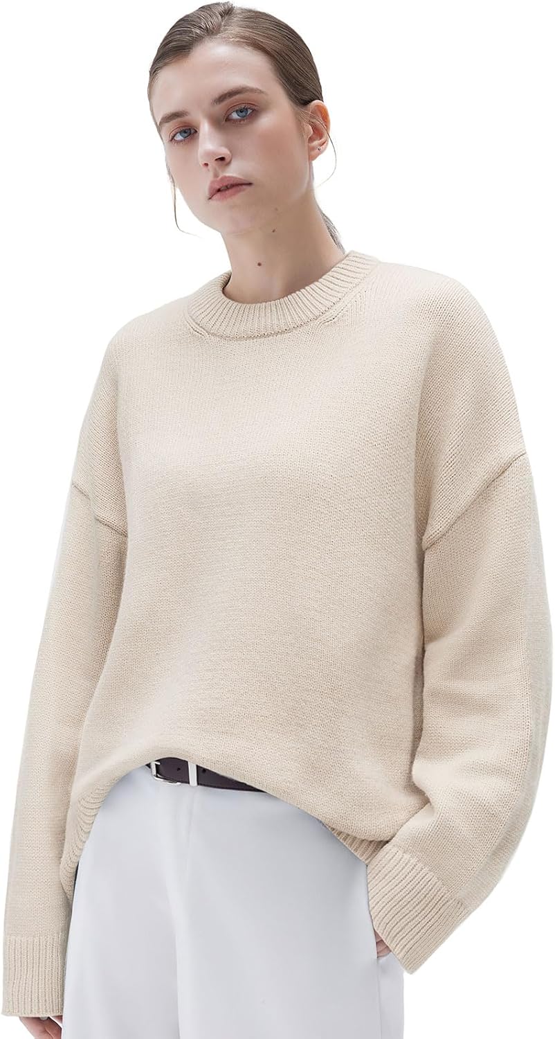 Women Cashmere Oversized Long Sleeve Pullover Sweater Crew Neck Jumpers