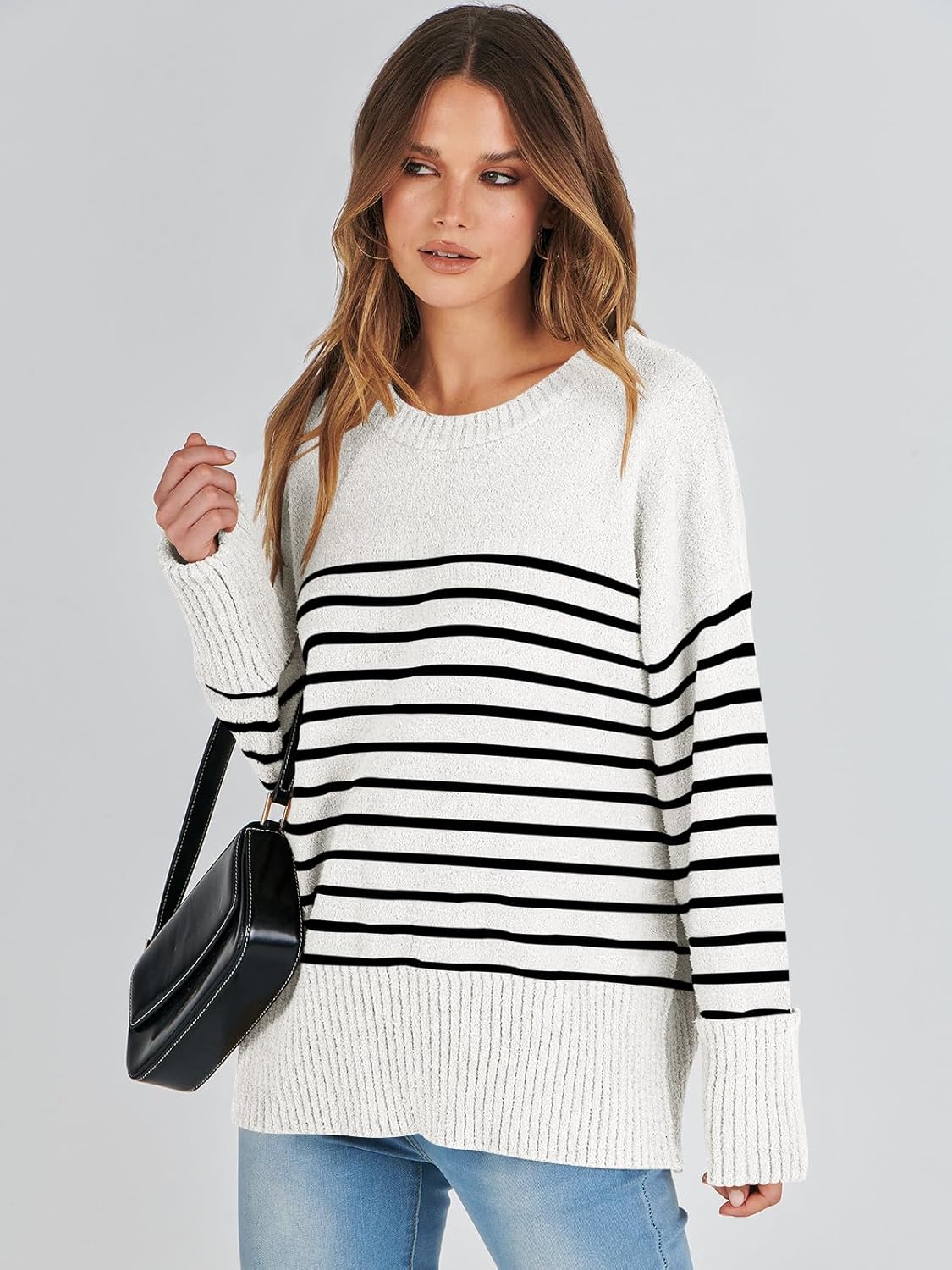 Women's Oversized Sweaters 2025 Long Sleeve Fuzzy Knit Casual Chunky Pullover Sweater Fall Outfits Clothes