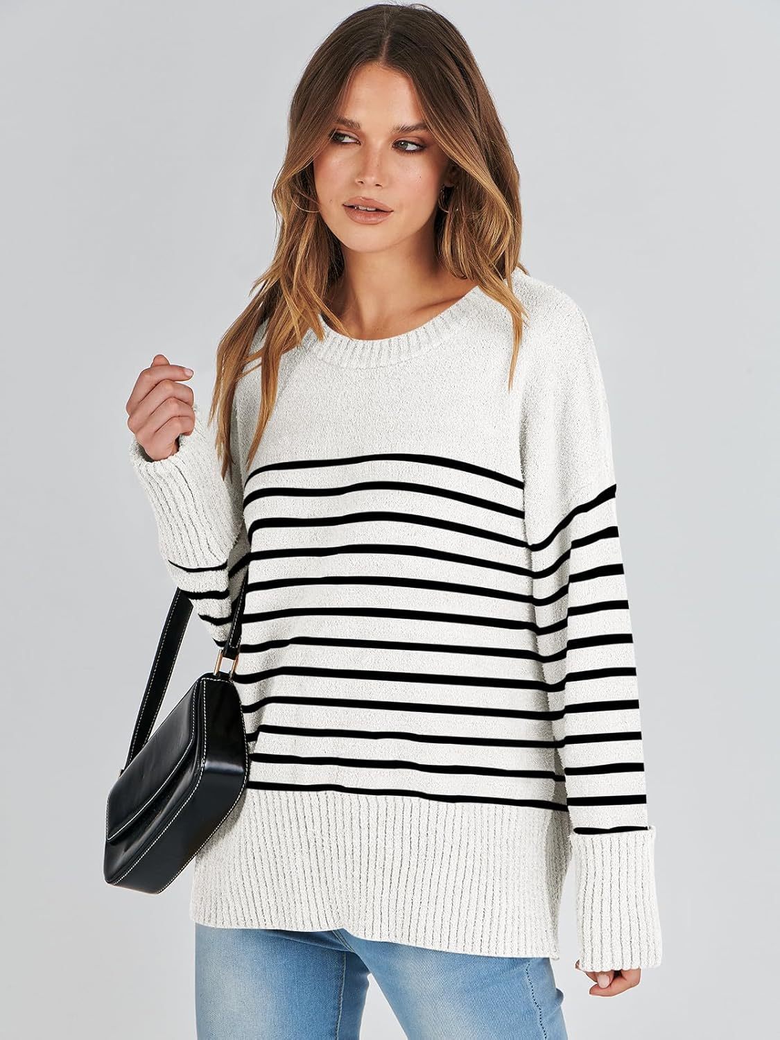 Women's Oversized Sweaters 2025 Long Sleeve Fuzzy Knit Casual Chunky Pullover Sweater Fall Outfits Clothes