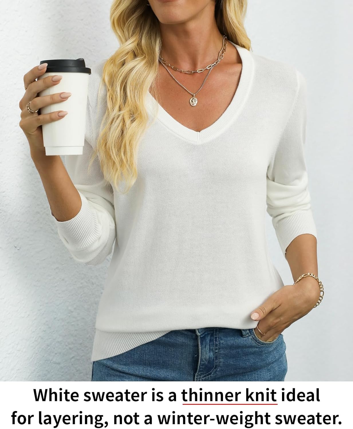 Women's Sweater 100% Cotton Long Sleeeve Pullover Sweater Soft Lightweight Knit Tops 