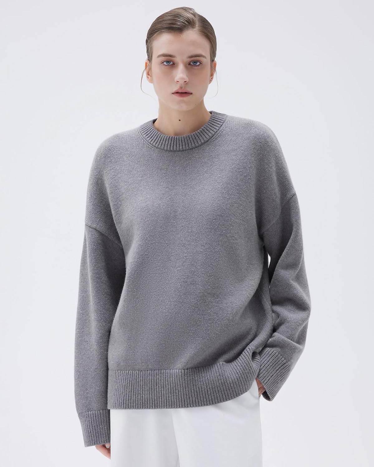 Women Cashmere Oversized Long Sleeve Pullover Sweater Crew Neck Jumpers