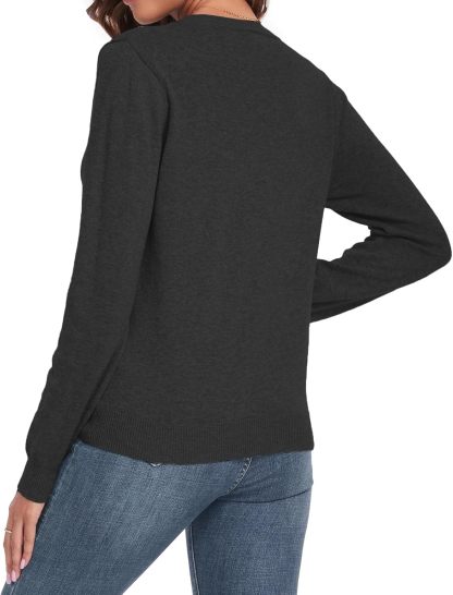 Women's Sweater 100% Cotton Long Sleeeve Pullover Sweater Soft Lightweight Knit Tops 