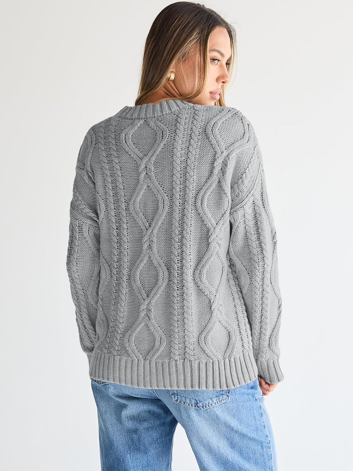 Women's Oversized Cable Knit Crewneck Sweaters