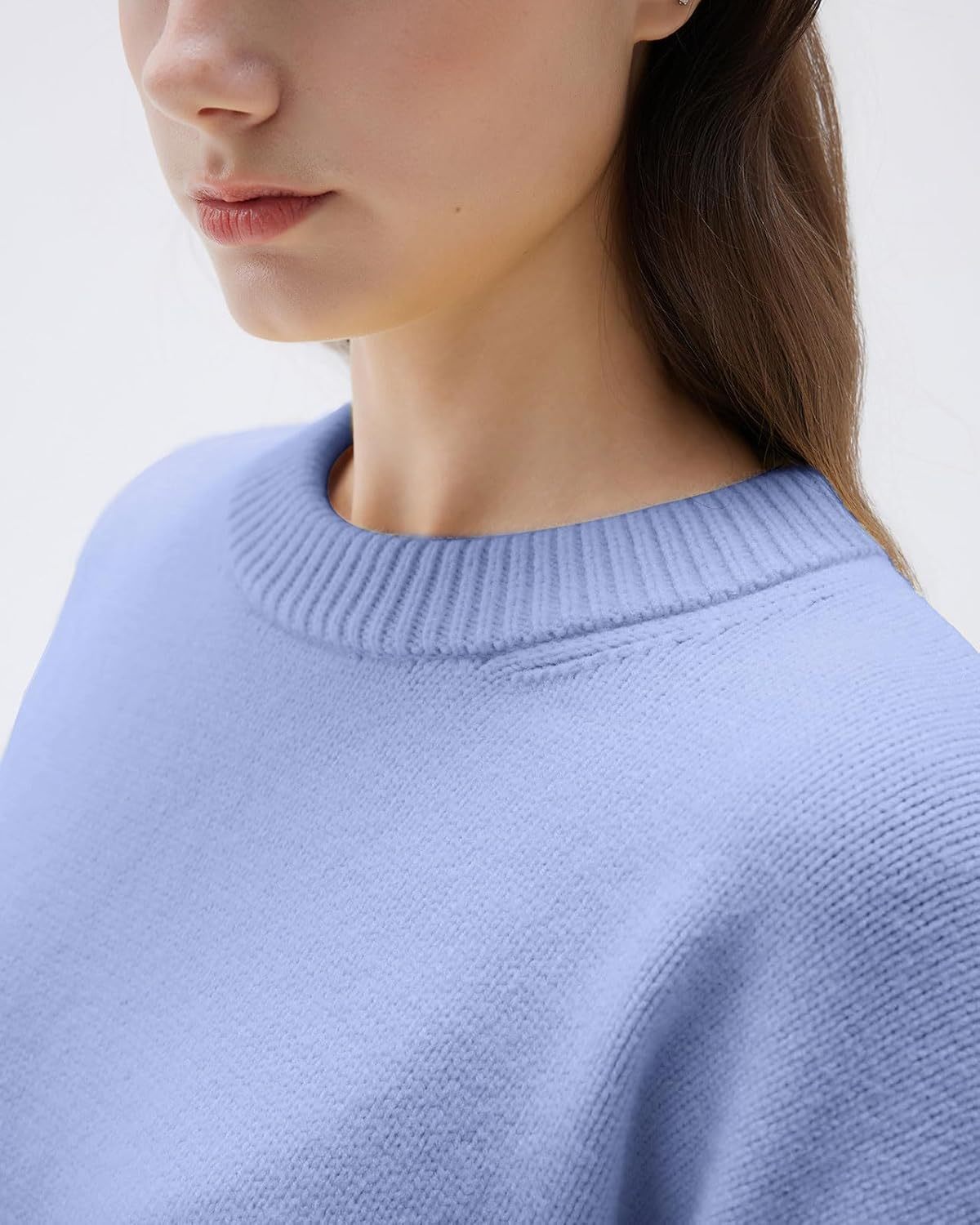 Women Cashmere Oversized Long Sleeve Pullover Sweater Crew Neck Jumpers