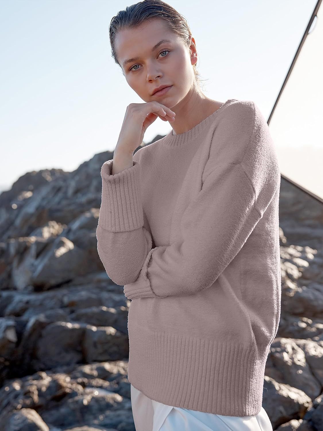 Women's Oversized Sweaters 2025 Long Sleeve Fuzzy Knit Casual Chunky Pullover Sweater Fall Outfits Clothes