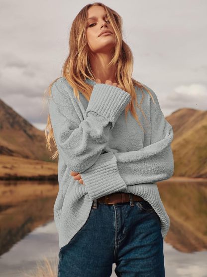 Women's Oversized Sweaters 2025 Long Sleeve Fuzzy Knit Casual Chunky Pullover Sweater Fall Outfits Clothes