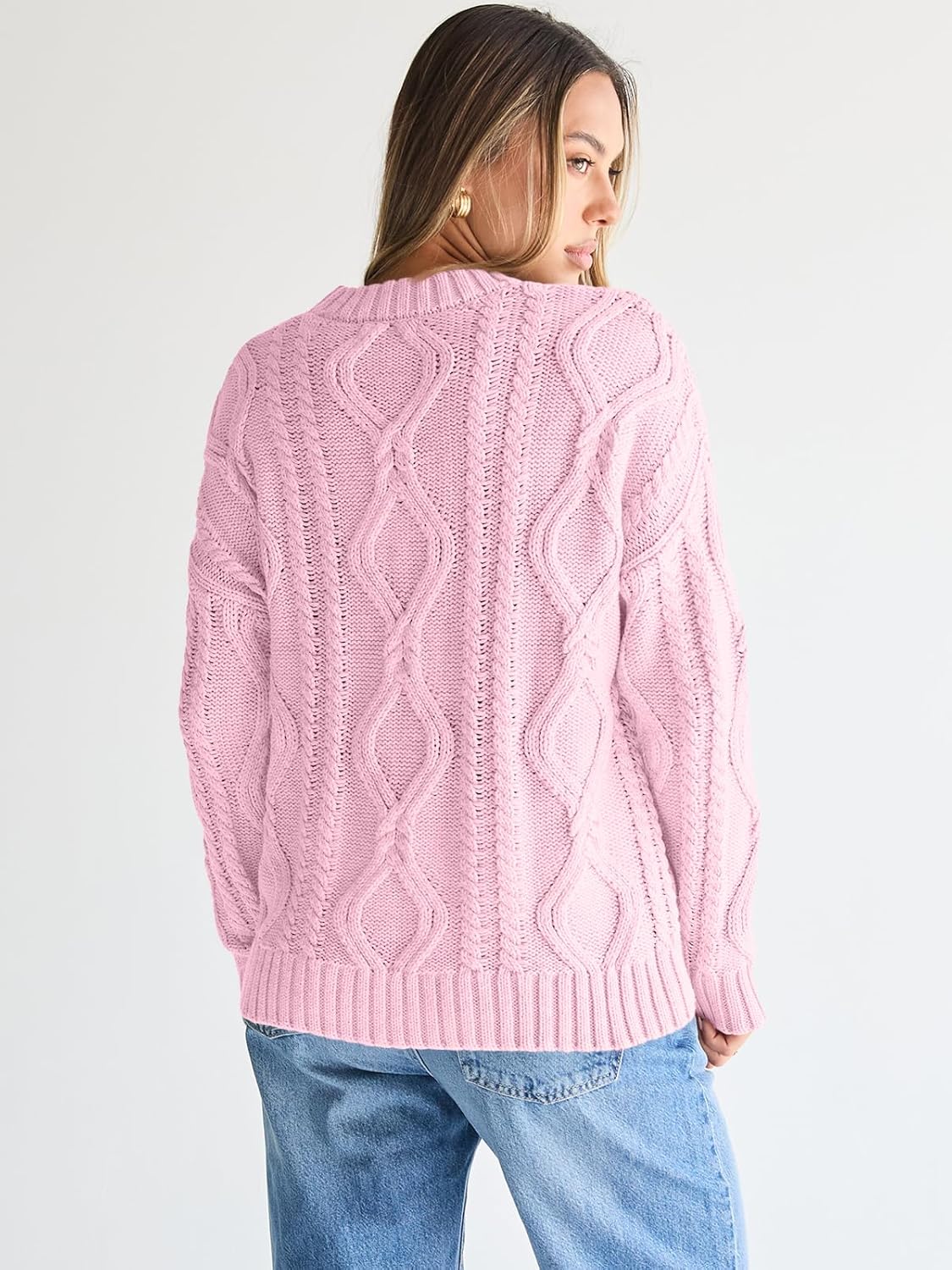 Women's Oversized Cable Knit Crewneck Sweaters