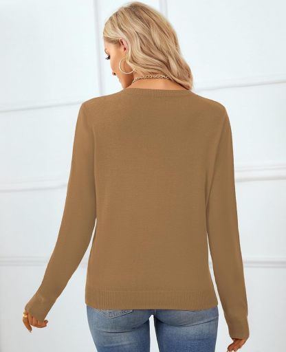 Women's Sweater 100% Cotton Long Sleeeve Pullover Sweater Soft Lightweight Knit Tops 