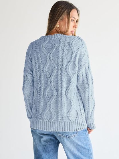 Women's Oversized Cable Knit Crewneck Sweaters