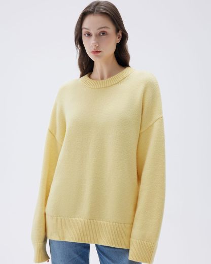 Women Cashmere Oversized Long Sleeve Pullover Sweater Crew Neck Jumpers