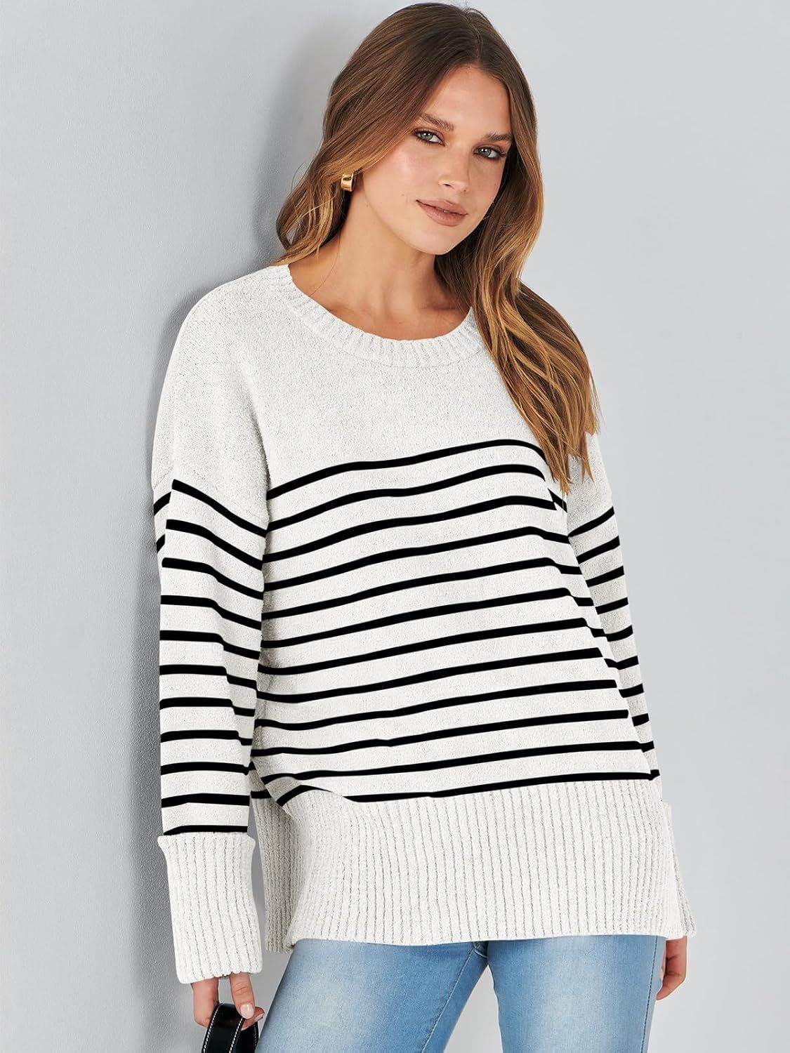 Women's Oversized Sweaters 2025 Long Sleeve Fuzzy Knit Casual Chunky Pullover Sweater Fall Outfits Clothes