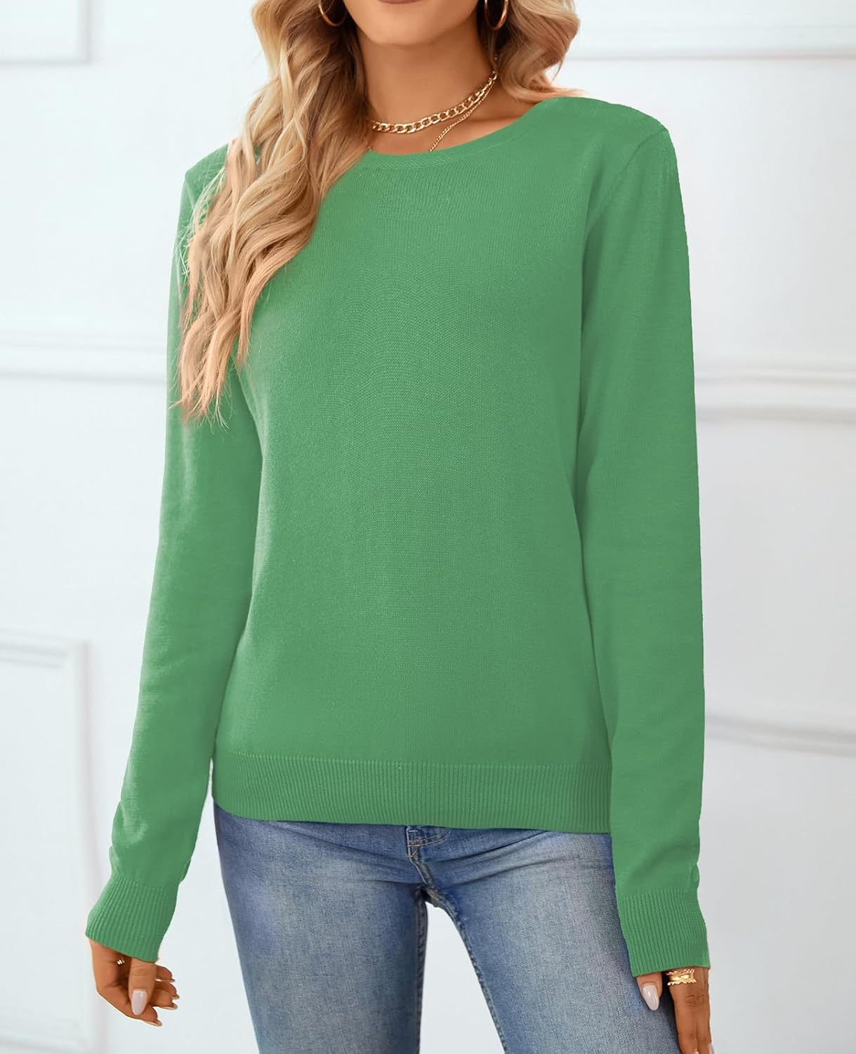 Women's Sweater 100% Cotton Long Sleeeve Pullover Sweater Soft Lightweight Knit Tops 