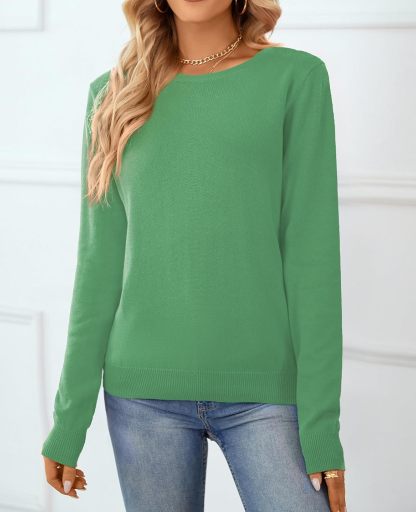 Women's Sweater 100% Cotton Long Sleeeve Pullover Sweater Soft Lightweight Knit Tops 