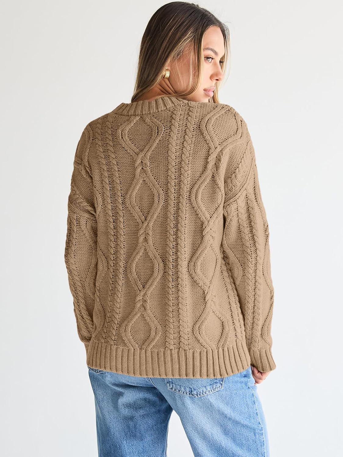 Women's Oversized Cable Knit Crewneck Sweaters