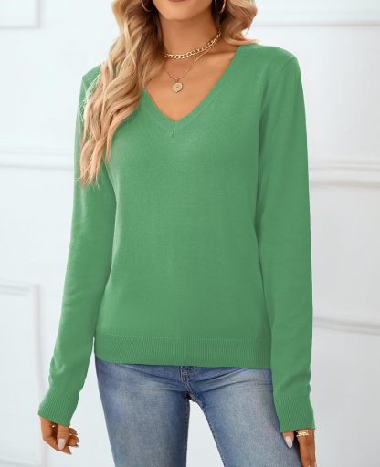 Women's Sweater 100% Cotton Long Sleeeve Pullover Sweater Soft Lightweight Knit Tops 