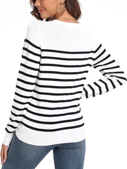 Women's Sweater 100% Cotton Long Sleeeve Pullover Sweater Soft Lightweight Knit Tops 