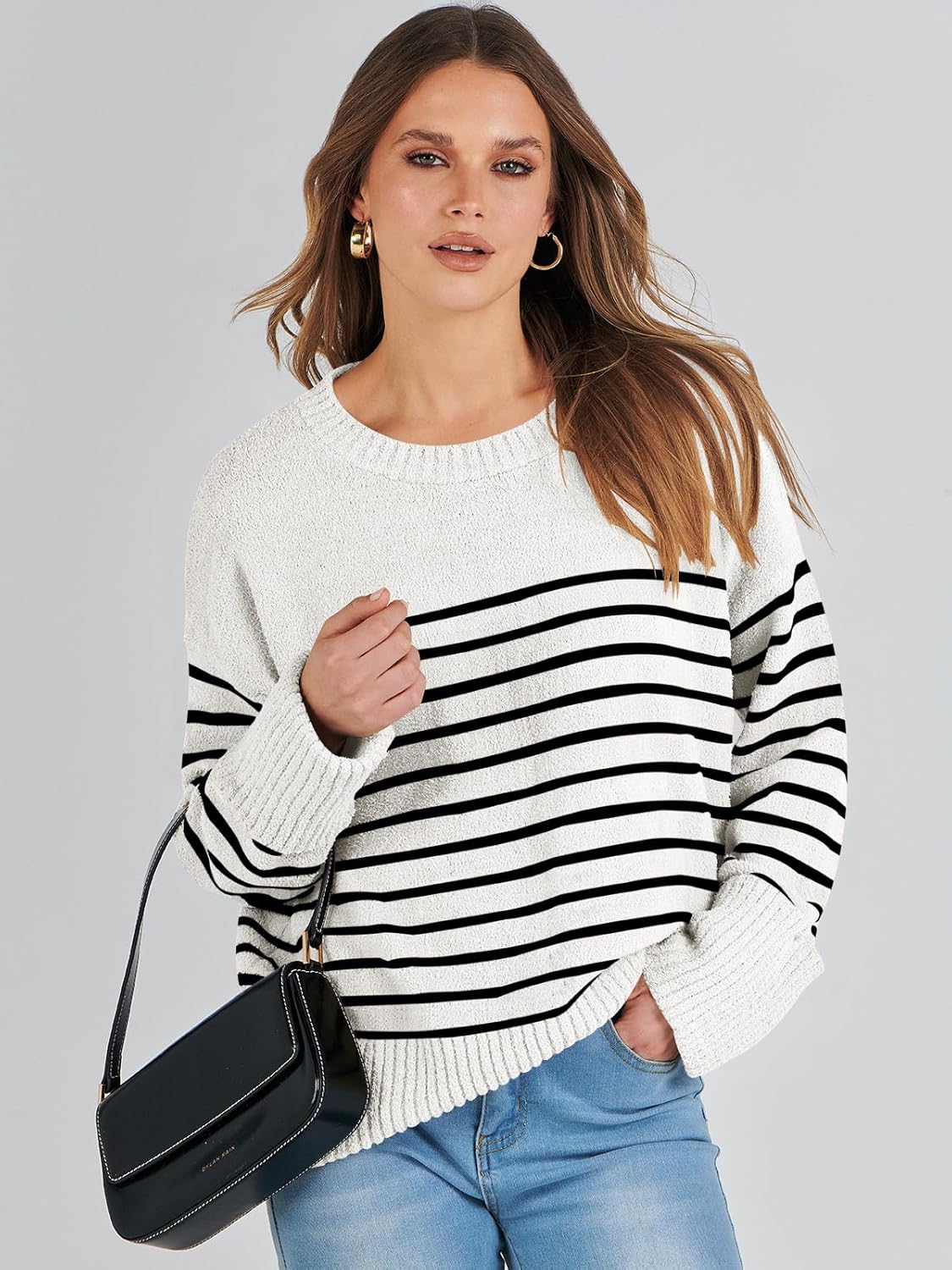 Women's Oversized Sweaters 2025 Long Sleeve Fuzzy Knit Casual Chunky Pullover Sweater Fall Outfits Clothes