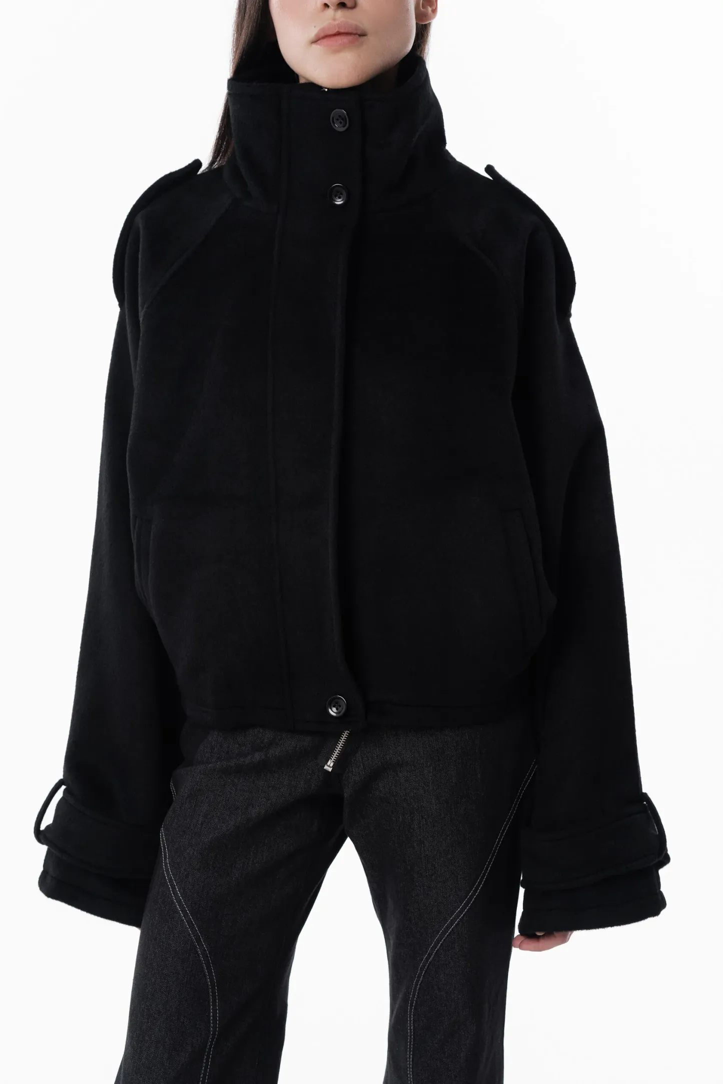 Wool High collar coat