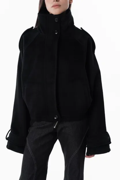 Wool High collar coat