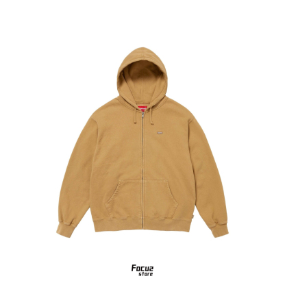  Small Box Zip Up Hooded Sweatshirt "Dark Tan" 