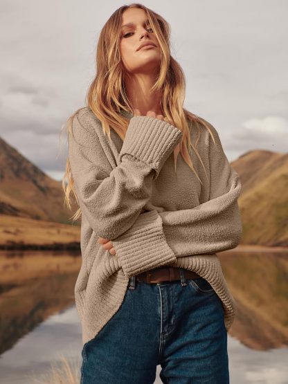 Women's Oversized Sweaters 2025 Long Sleeve Fuzzy Knit Casual Chunky Pullover Sweater Fall Outfits Clothes