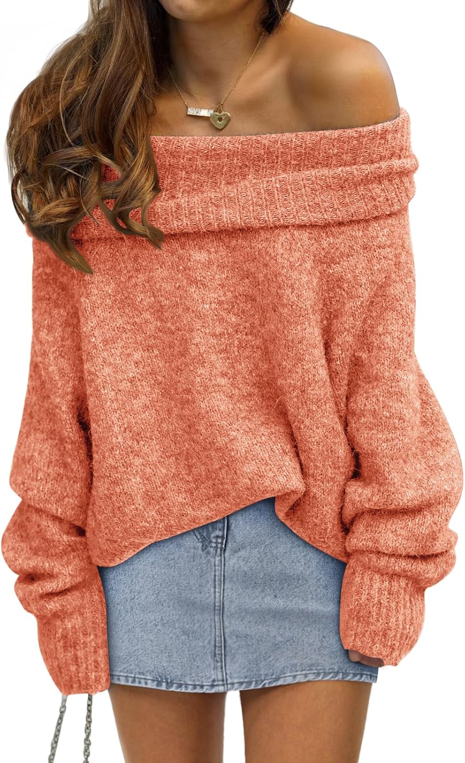 Womens Off The Shoulder Sweater Oversized Batwing Sleeve Loose Pullover Sweaters Tops
