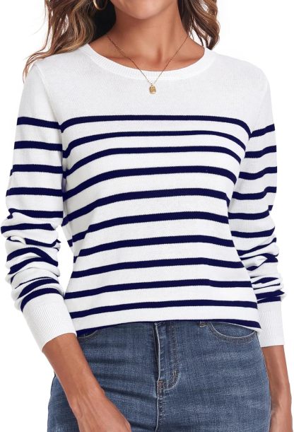 Women's Sweater 100% Cotton Long Sleeeve Pullover Sweater Soft Lightweight Knit Tops 