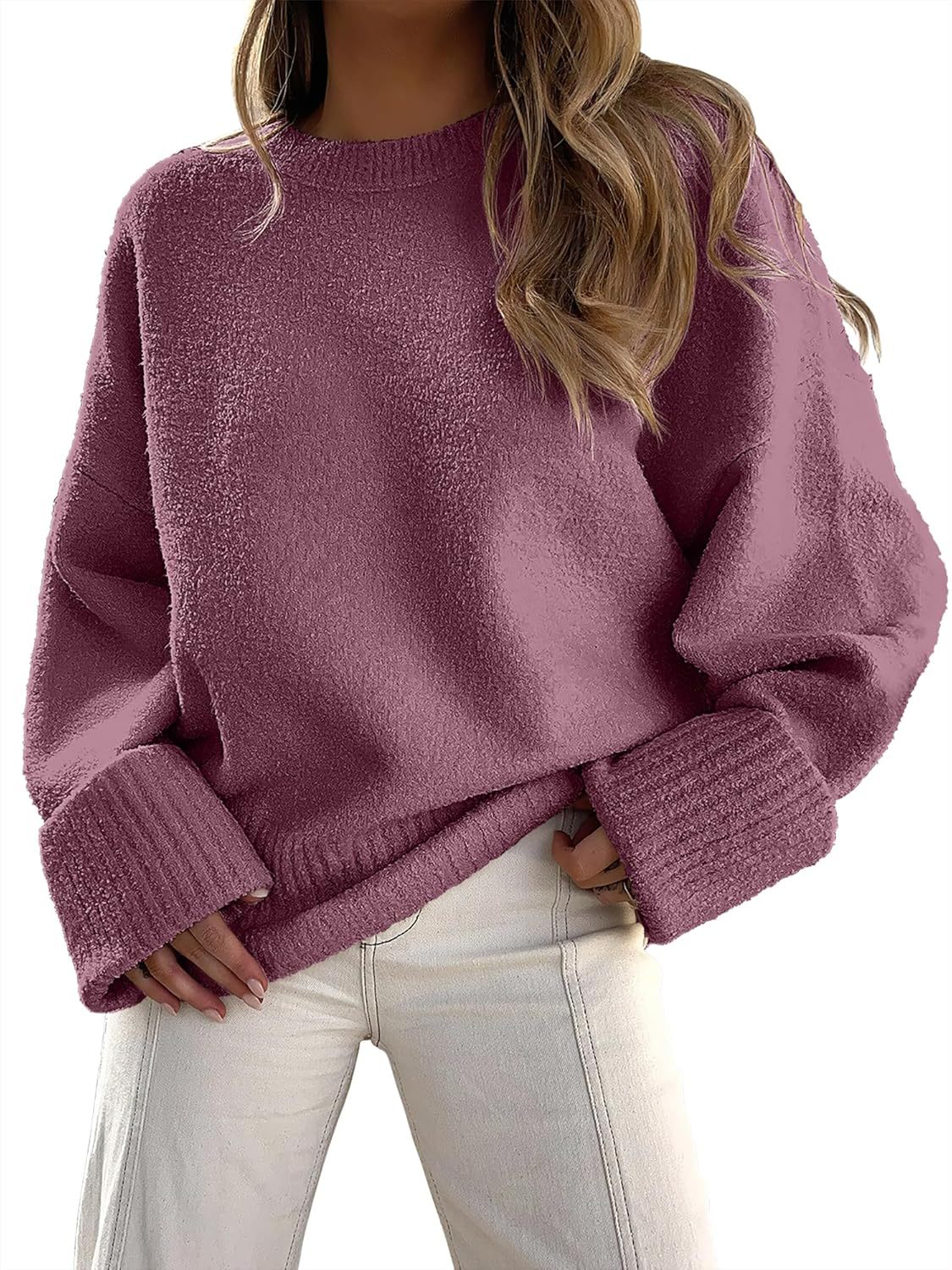 Women's Oversized Sweaters 2025 Long Sleeve Fuzzy Knit Casual Chunky Pullover Sweater Fall Outfits Clothes