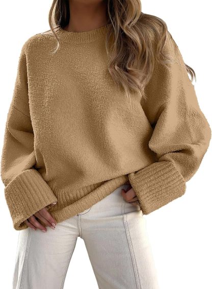 Women's Oversized Sweaters 2025 Long Sleeve Fuzzy Knit Casual Chunky Pullover Sweater Fall Outfits Clothes