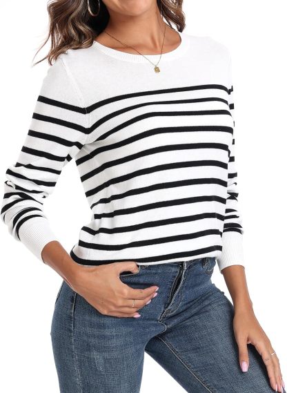 Women's Sweater 100% Cotton Long Sleeeve Pullover Sweater Soft Lightweight Knit Tops 