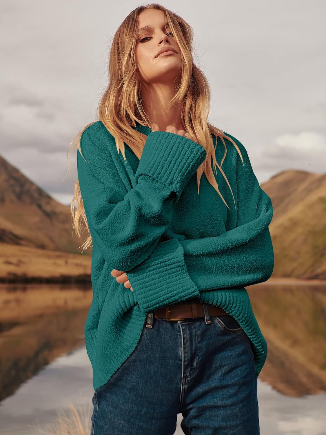 Women's Oversized Sweaters 2025 Long Sleeve Fuzzy Knit Casual Chunky Pullover Sweater Fall Outfits Clothes