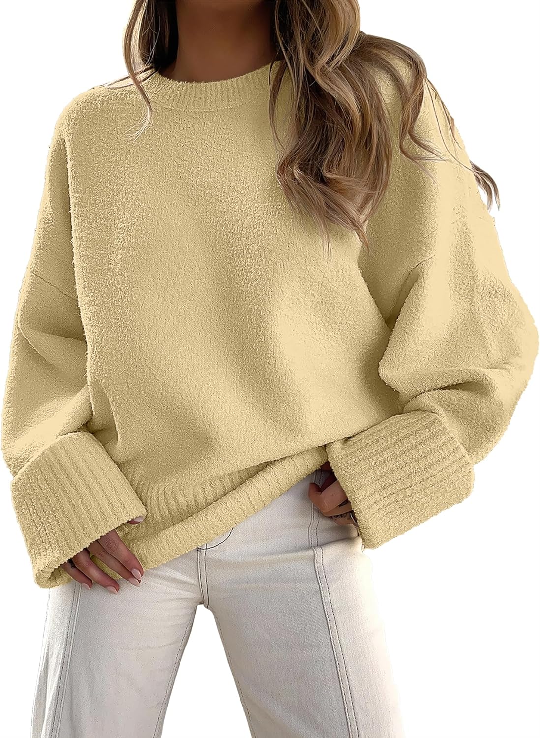 Women's Oversized Sweaters 2025 Long Sleeve Fuzzy Knit Casual Chunky Pullover Sweater Fall Outfits Clothes