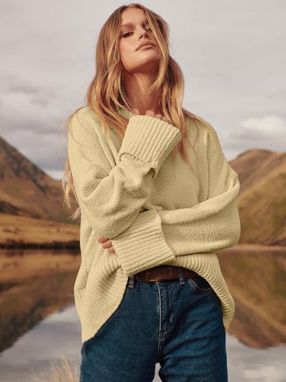 Women's Oversized Sweaters 2025 Long Sleeve Fuzzy Knit Casual Chunky Pullover Sweater Fall Outfits Clothes