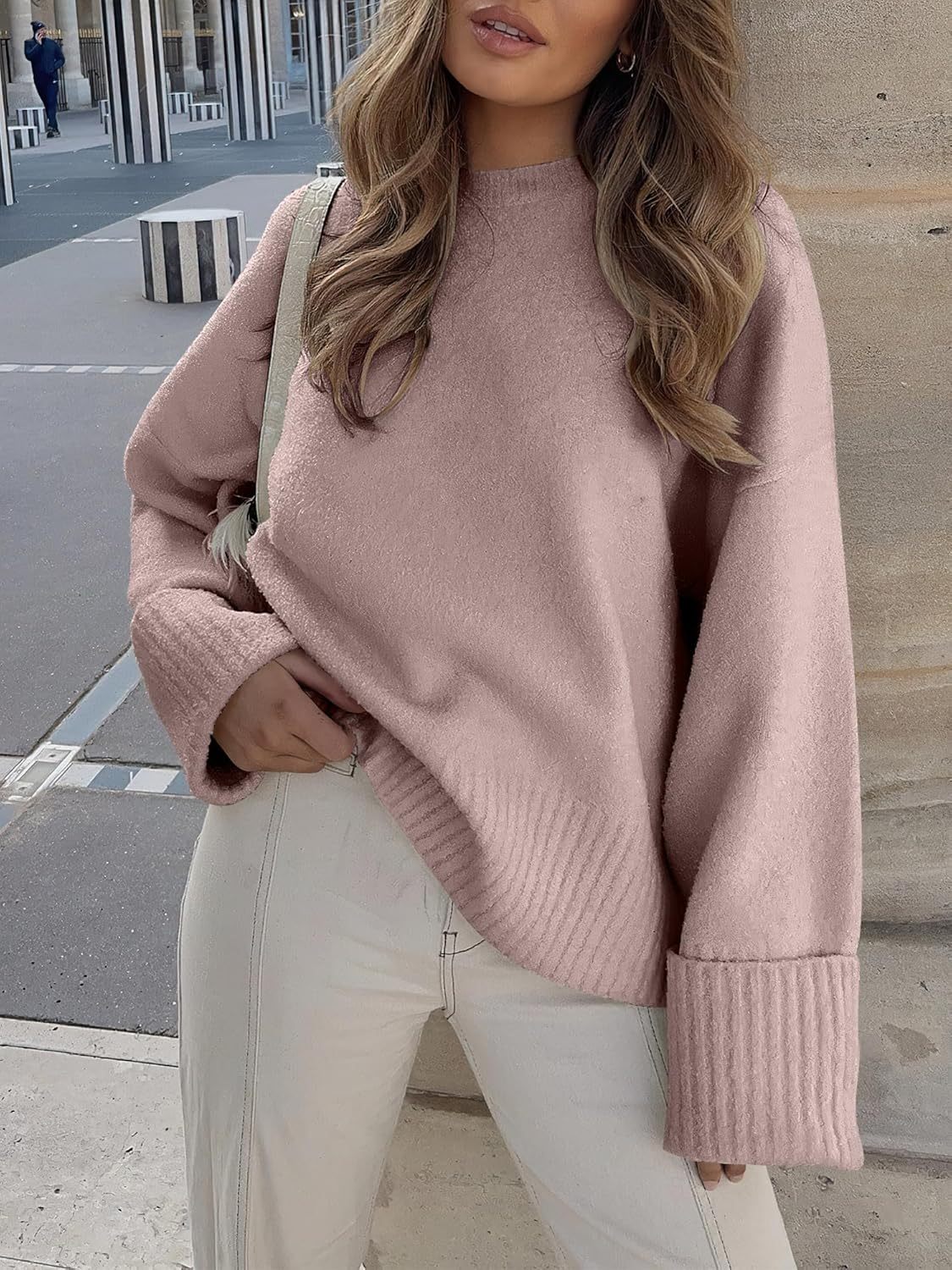 Women's Oversized Sweaters 2025 Long Sleeve Fuzzy Knit Casual Chunky Pullover Sweater Fall Outfits Clothes